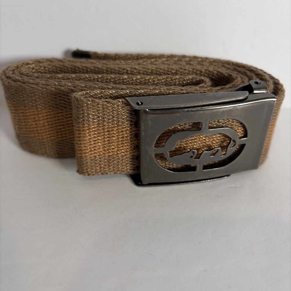 Ecko Unltd Clasp Belt Size 40 Brown Beige Stripe